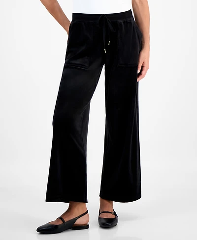 Style & Co Petite Pull-On Wide-Leg Velour Lounge Pants, Macy's Exclusive