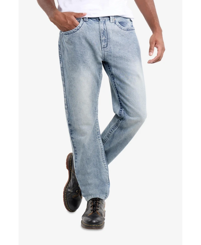 Cultura Men's Saddle Stitch Straight Fit Jeans