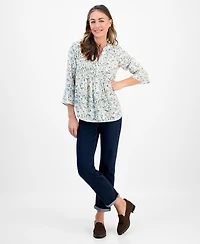 Style & Co Petite Romance Ditsy Pintucked Top, Macy's Exclusive