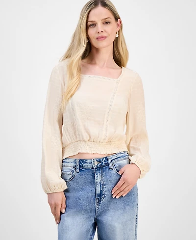 And Now This Petite Embroidered Lace-Trim Top, Macy's Exclusive