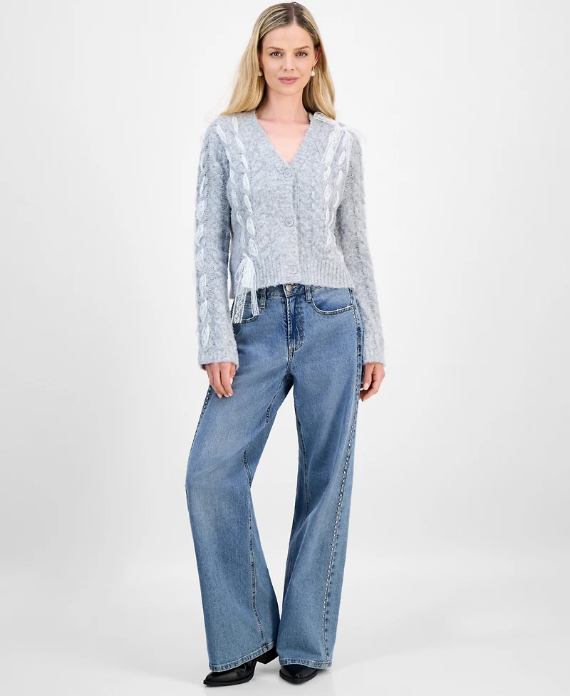 And Now This Petite V-Neck Lace-Bow Button-Front Cardigan, Macy's Exclusive