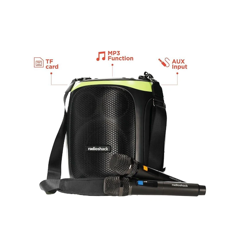 RadioShack Portable Bluetooth Karaoke Speaker, 120W, 2 Microphones Included 4001788