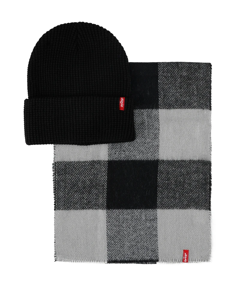 Levi's Men's 2-Piece Waffle Knit Beanie and Scarf Gift Set