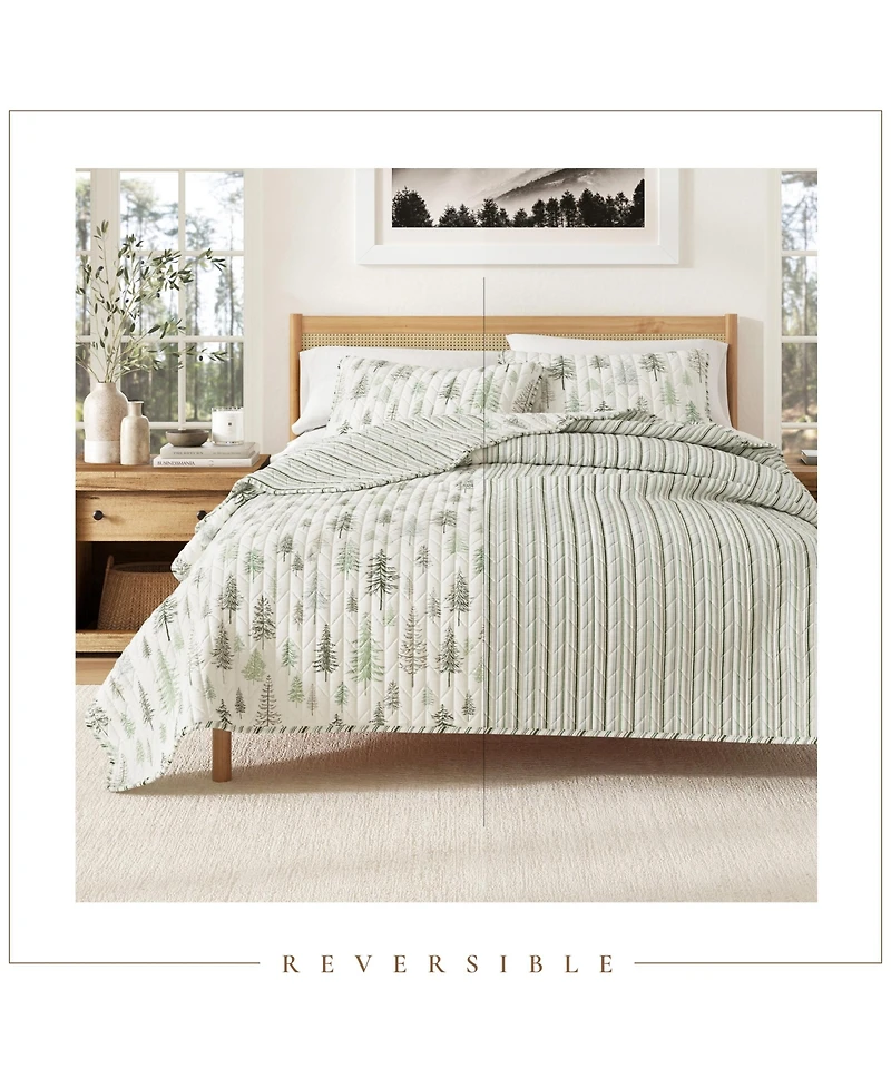 Linery & Co. Rustic Lodge Trees Microfiber Quilt Set With Shams