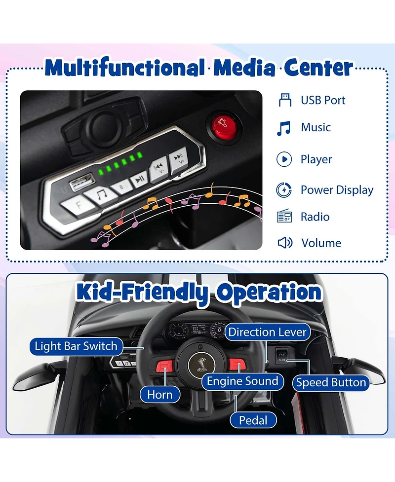 12V Licensed Ford Mustang Shelby GT500 Kids Ride on Car with Remote Control