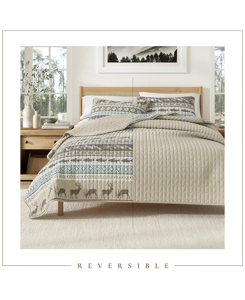 Linery & Co. Wildlife Stripe Microfiber Quilt Set With Shams