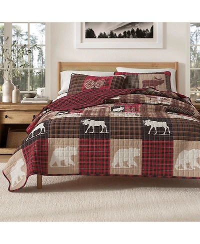 Rustic Woodland Reversible Microfiber Quilt Set with Shams