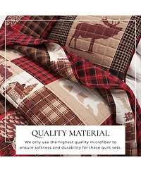 Rustic Woodland Reversible Microfiber Quilt Set with Shams