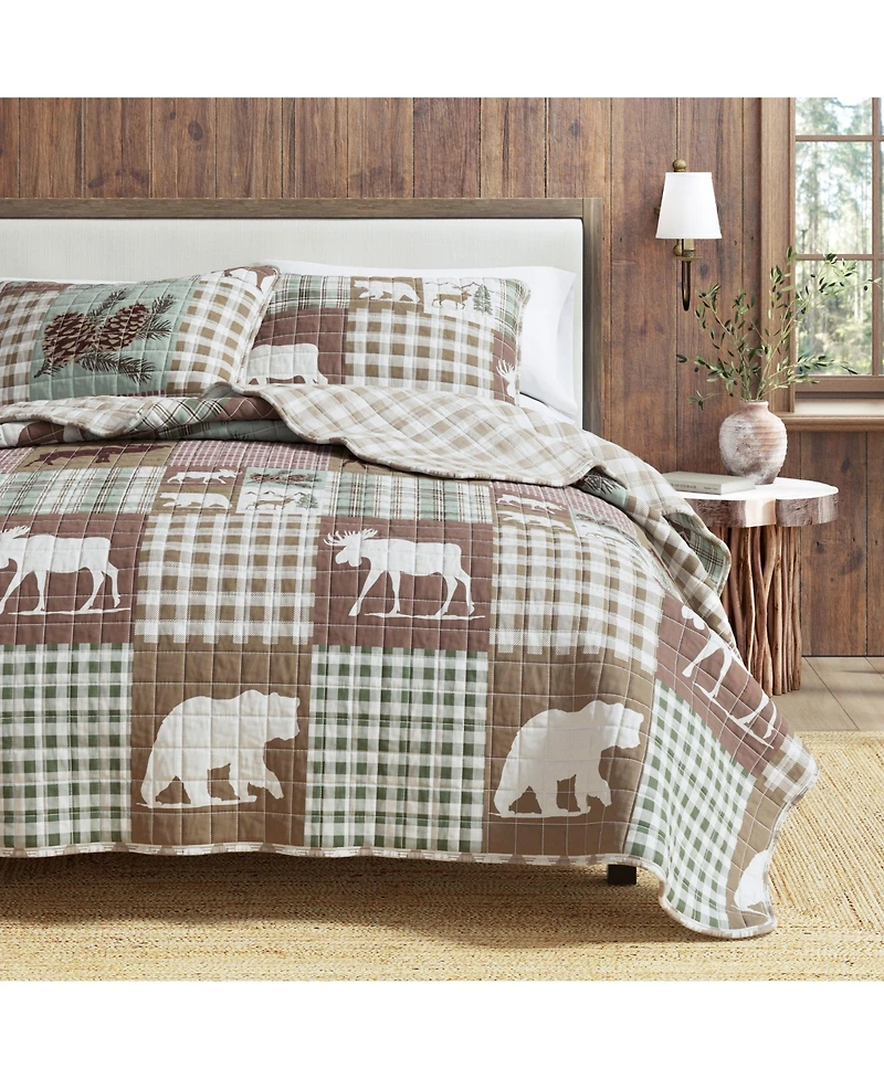 Rustic Woodland Reversible Microfiber Quilt Set with Shams