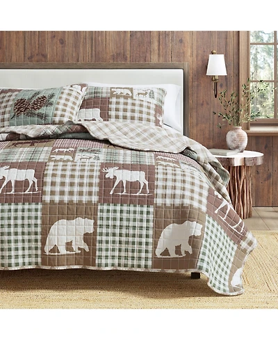 Rustic Woodland Reversible Microfiber Quilt Set with Shams