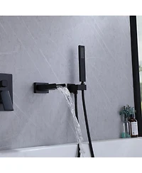 Greenspring Waterfall Single-Handle 2 Sprayer Wall Mount Bathtub Shower Faucet in Matte Black