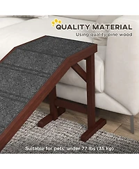PawHut Foldable Pet Ramp for Dogs Non-slip Carpet Platform 74"L x 16"W x 25"H