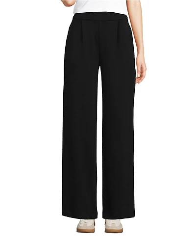 Lands' End Women's Tall Sport Knit High Rise Pleated Wide Leg Pants