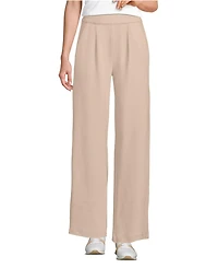 Lands' End Women's Tall Sport Knit High Rise Pleated Wide Leg Pants