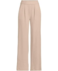 Lands' End Women's Tall Sport Knit High Rise Pleated Wide Leg Pants