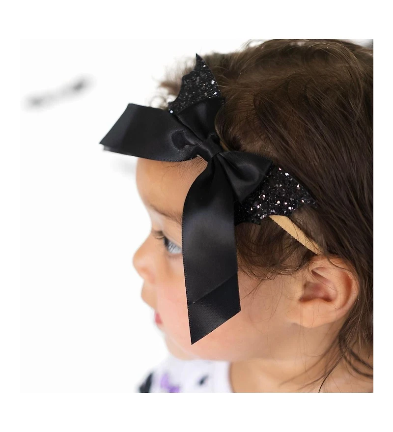 Sweet Wink Baby Girl's Glitter Bat Halloween Coquette Bow Baby Headband