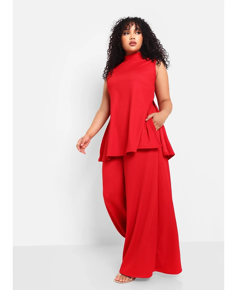 Rebdolls Plus Ribbed Wide Leg Pants W. Pockets