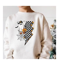 Sweet Wink Little and Big Boys Checker Ghost Halloween Sweatshirt