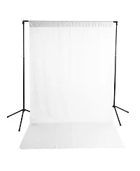 Savage Economy Background Support Stand with 5x9' White Wrinkle-Resistant Backdrop, 20 lbs. Load Capacity