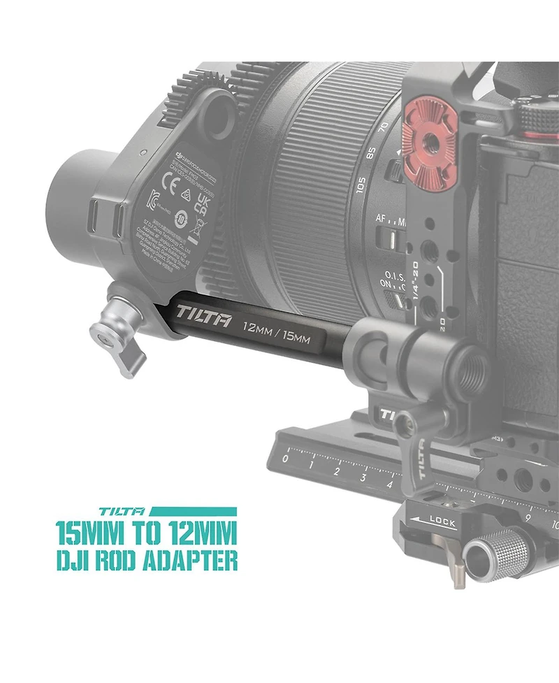 Tilta 8" 15mm to 12mm Dji Rod Adapter, Black