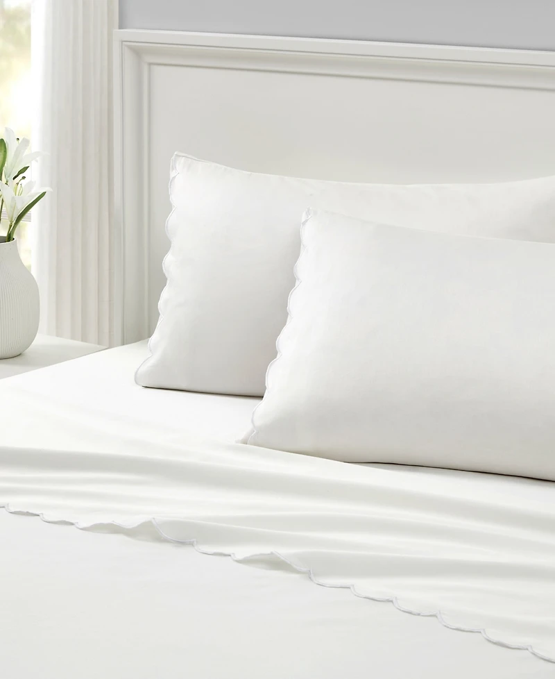 Peri Home Scallop 300-Thread Count Cotton 3-Pc. Sheet Set, Twin