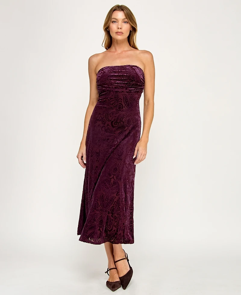 Trixxi Juniors' Burnout Velvet Sleeveless Scarf Midi Dress