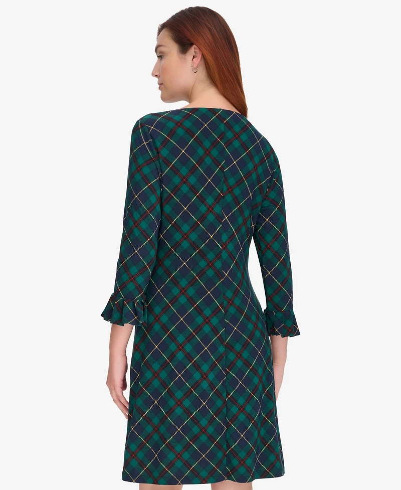 Tommy Hilfiger Women's Plaid Shift Crewneck Dress