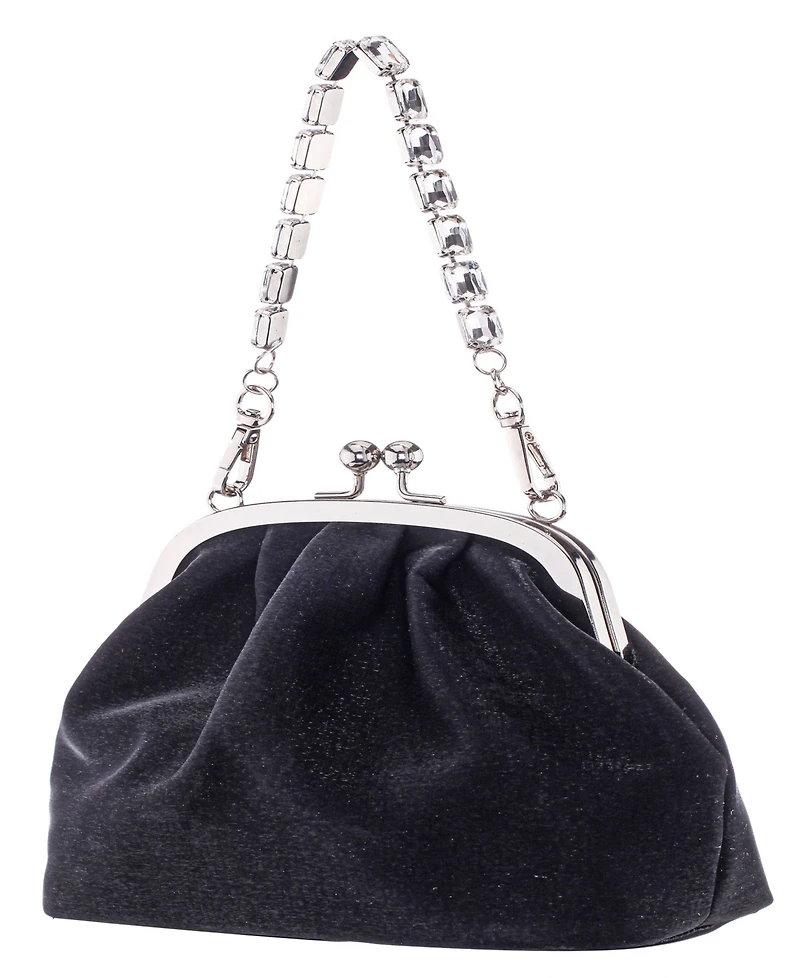 Nina Vintage Style Crystal Handle Frame Clutch