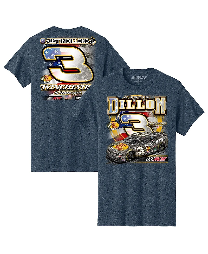 Richard Childress Racing Team Collection Men's Heather Navy Austin Dillon Bass Pro Shops Flag T-Shirt