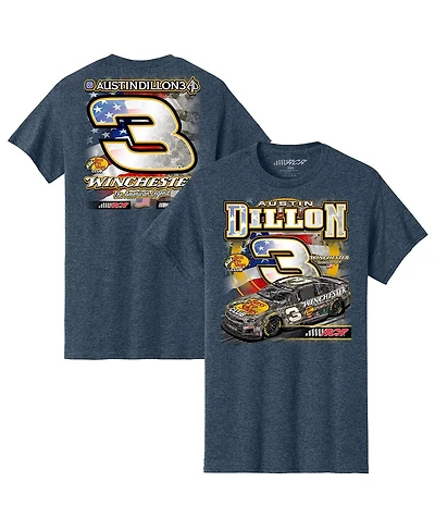 Richard Childress Racing Team Collection Men's Heather Navy Austin Dillon Bass Pro Shops Flag T-Shirt