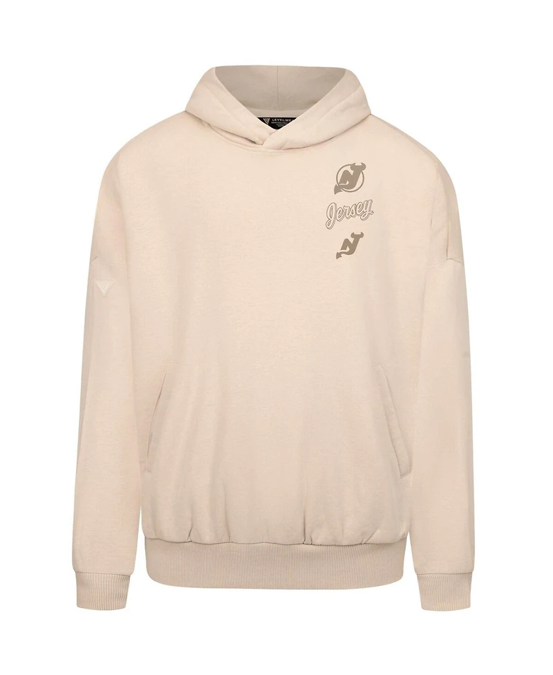 LevelWear Men's Cream New Jersey Devils Contact Stamp Pullover Hoodie