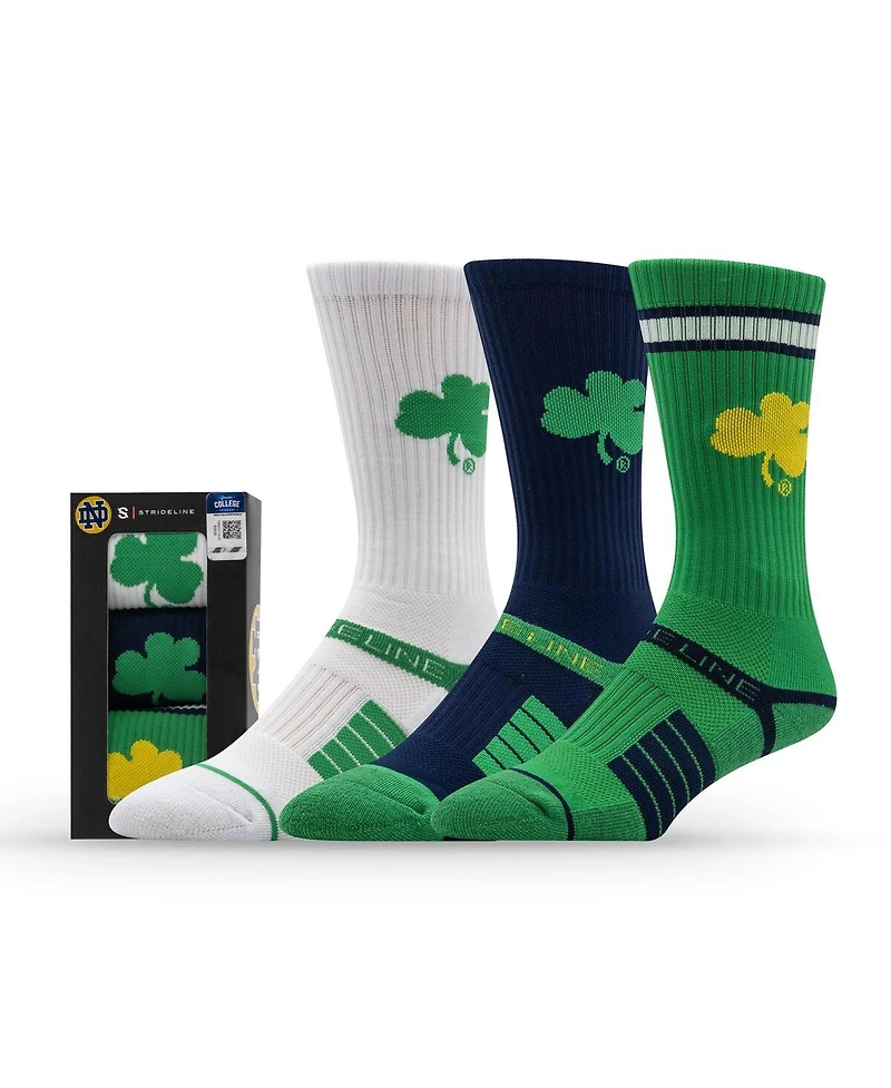 Strideline Men's and Women's 3-Pack Notre Dame Fighting Irish Premium Knit Crew Socks