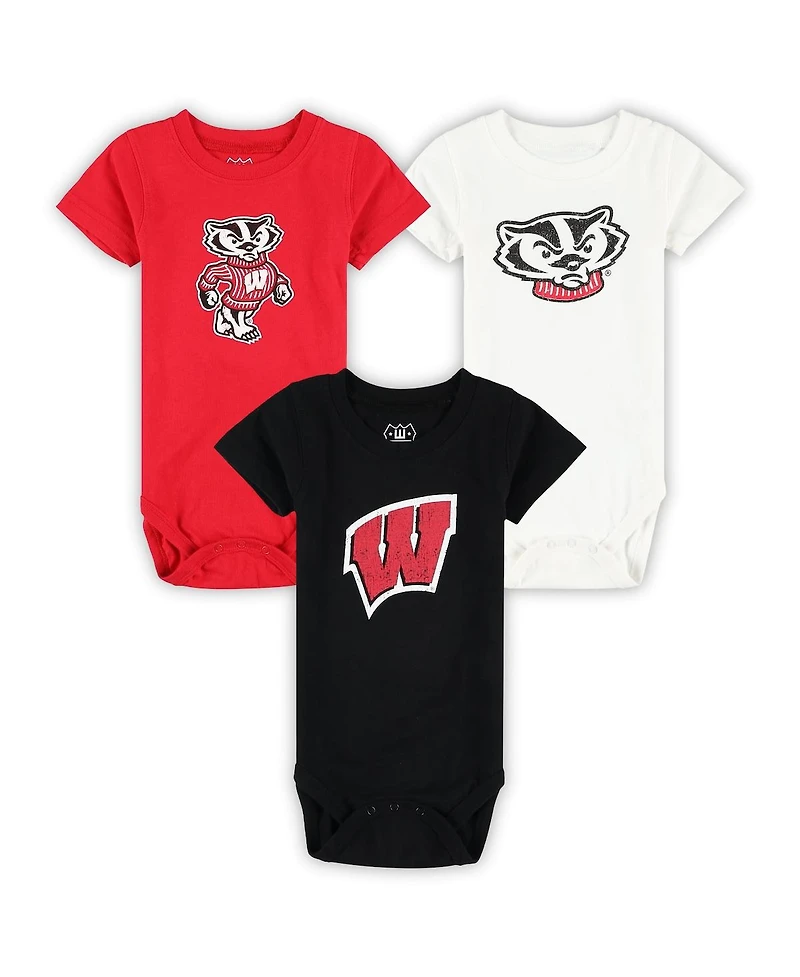 Wes & Willy Baby Boys and Girls 3-Pack Wisconsin Badgers Bodysuit Set