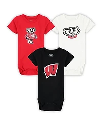Wes & Willy Baby Boys and Girls 3-Pack Wisconsin Badgers Bodysuit Set