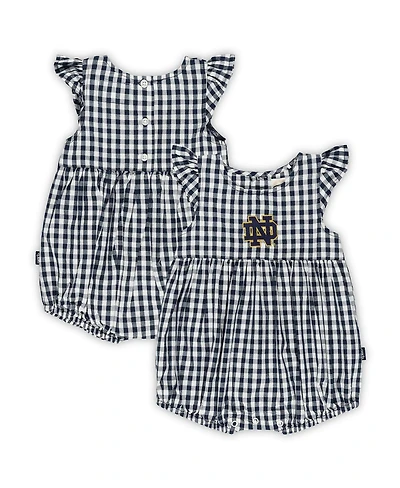 Garb Girl's Baby Boys and Girls Navy Notre Dame Fighting Irish Cara Gingham Ruffled Bodysuit