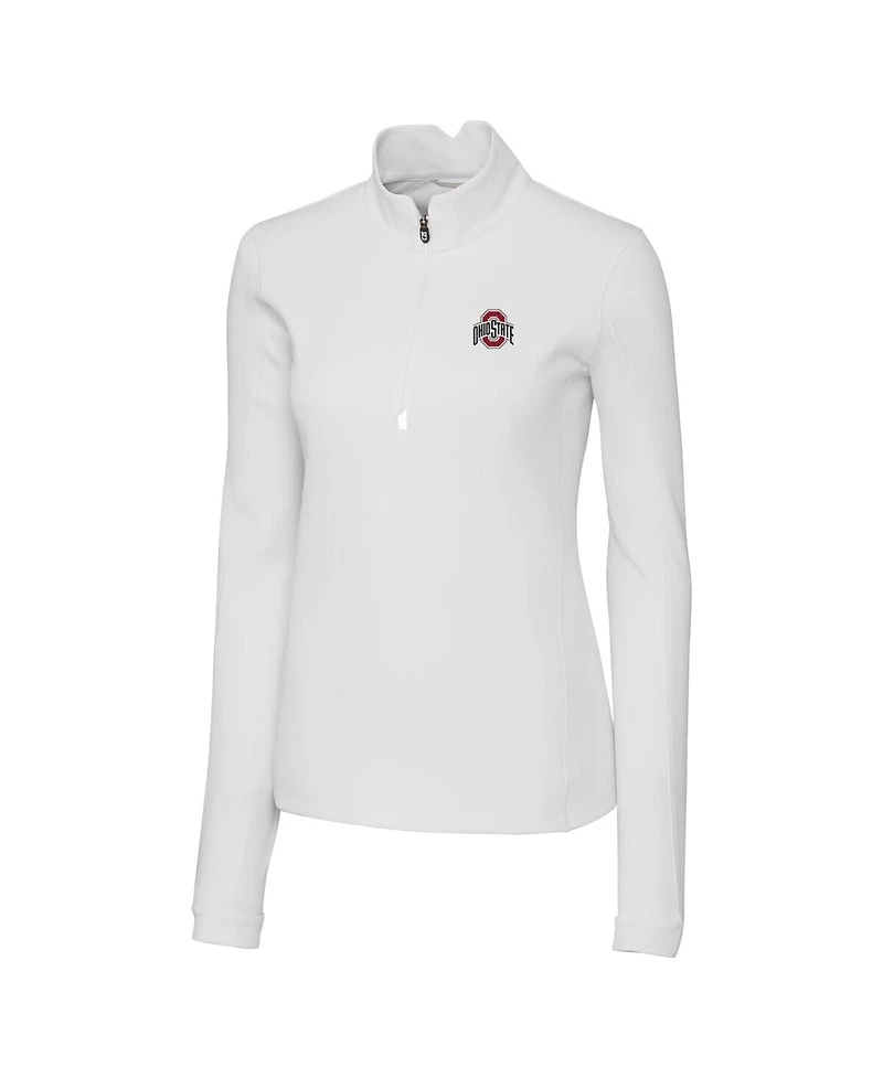 Cutter & Buck Women's White Ohio State Buckeyes Traverse Half-Zip Pullover Jacket