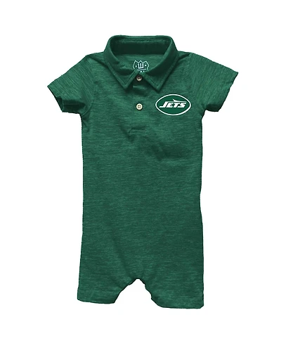 Wes & Willy Baby Boys and Girls Green New York Jets Short Leg Cloudy Yarn Polo Bodysuit