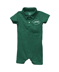 Wes & Willy Baby Boys and Girls Green New York Jets Short Leg Cloudy Yarn Polo Bodysuit
