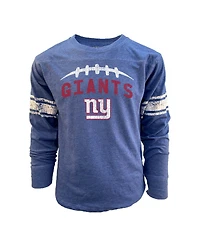 Wes & Willy Big Boys and Girls Royal New York Giants Football Long Sleeve T-Shirt