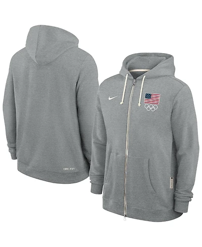 Nike Men's Heather Gray Standard Issue Dri-fit Full-Zip Hoodie
