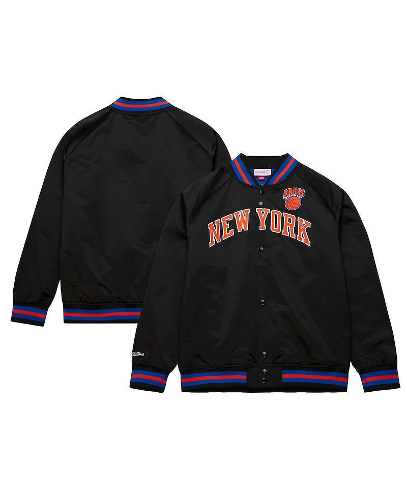 Mitchell & Ness Men's Black New York Knicks Hardwood Classics Throwback Wordmark Raglan Full-Snap Jacket