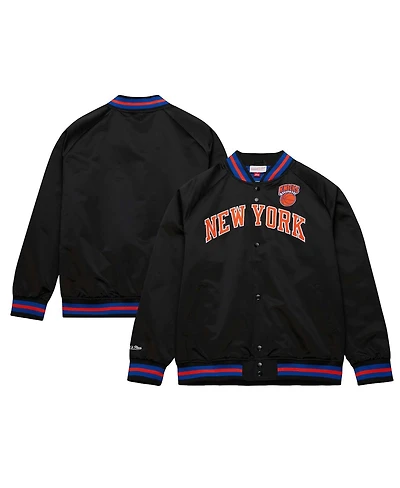 Mitchell & Ness Men's Black New York Knicks Hardwood Classics Throwback Wordmark Raglan Full-Snap Jacket