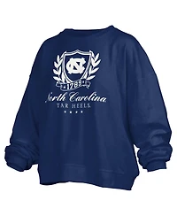 Pressbox Women's Navy North Carolina Tar Heels Big Aug Script Janice Oversized Pullover Sweatshirt