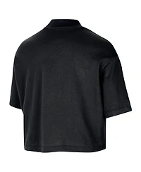 Nike Women's Black Chicago Bulls Courtside Mock Neck Loose Fit Cropped T-Shirt