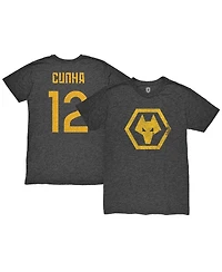 1863FC Men's Matheus Cunha Heather Black Wolverhampton Wanderers Player Name Number Twisted Tri-Blend Slub T-Shirt