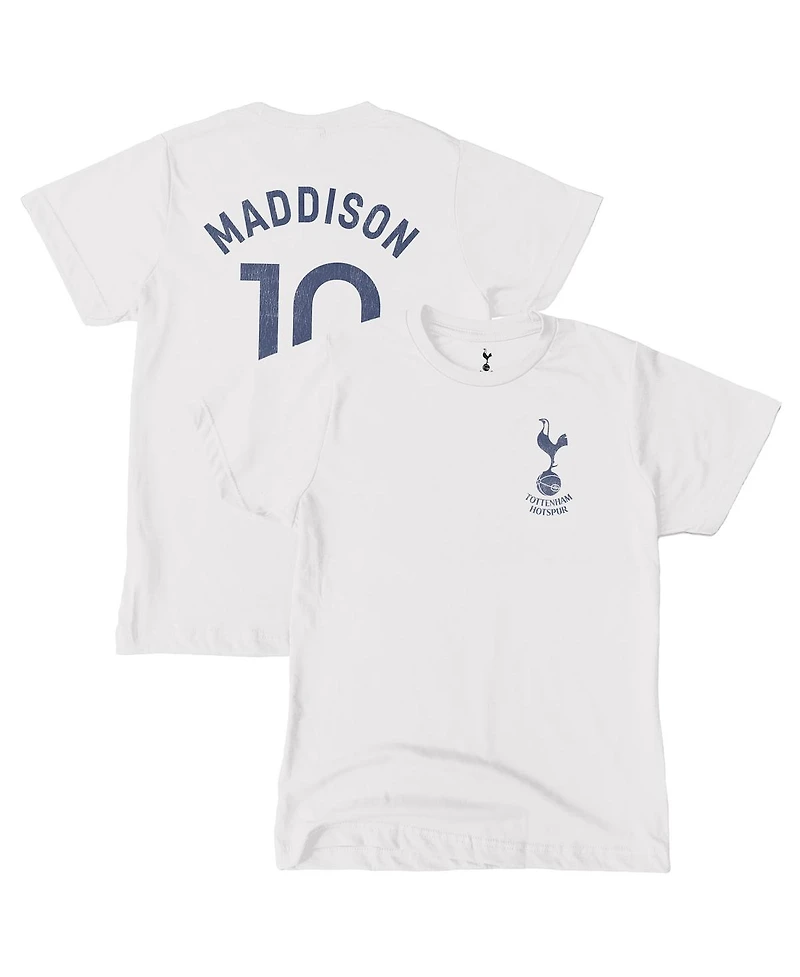 1863FC Big Boys and Girls James Maddison White Tottenham Hotspur Player T-Shirt