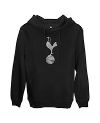 1863FC Men's Black Tottenham Hotspur Monochrome Badge Fleece Pullover Hoodie