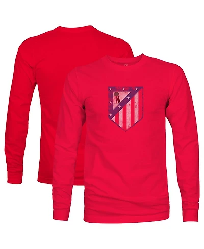 1863FC Men's Red Atletico de Madrid Color Badge Long Sleeve T-Shirt