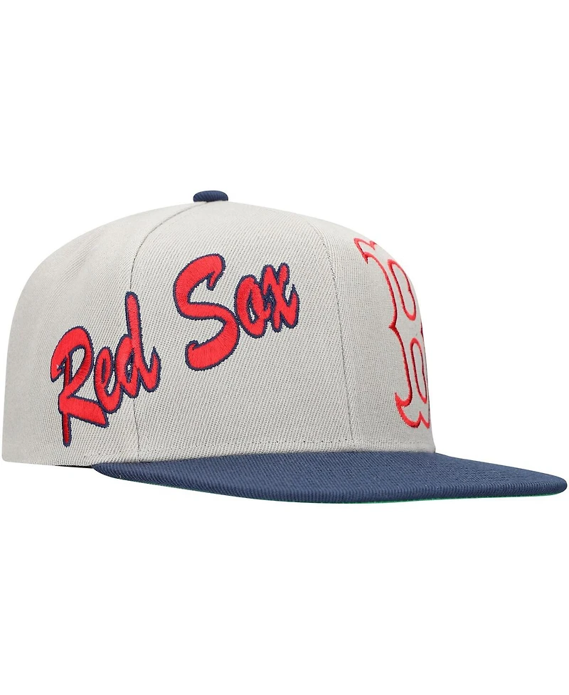Mitchell & Ness Men's Gray Boston Red Sox Knock Out Panel Snapback Hat