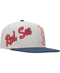 Mitchell & Ness Men's Gray Boston Red Sox Knock Out Panel Snapback Hat